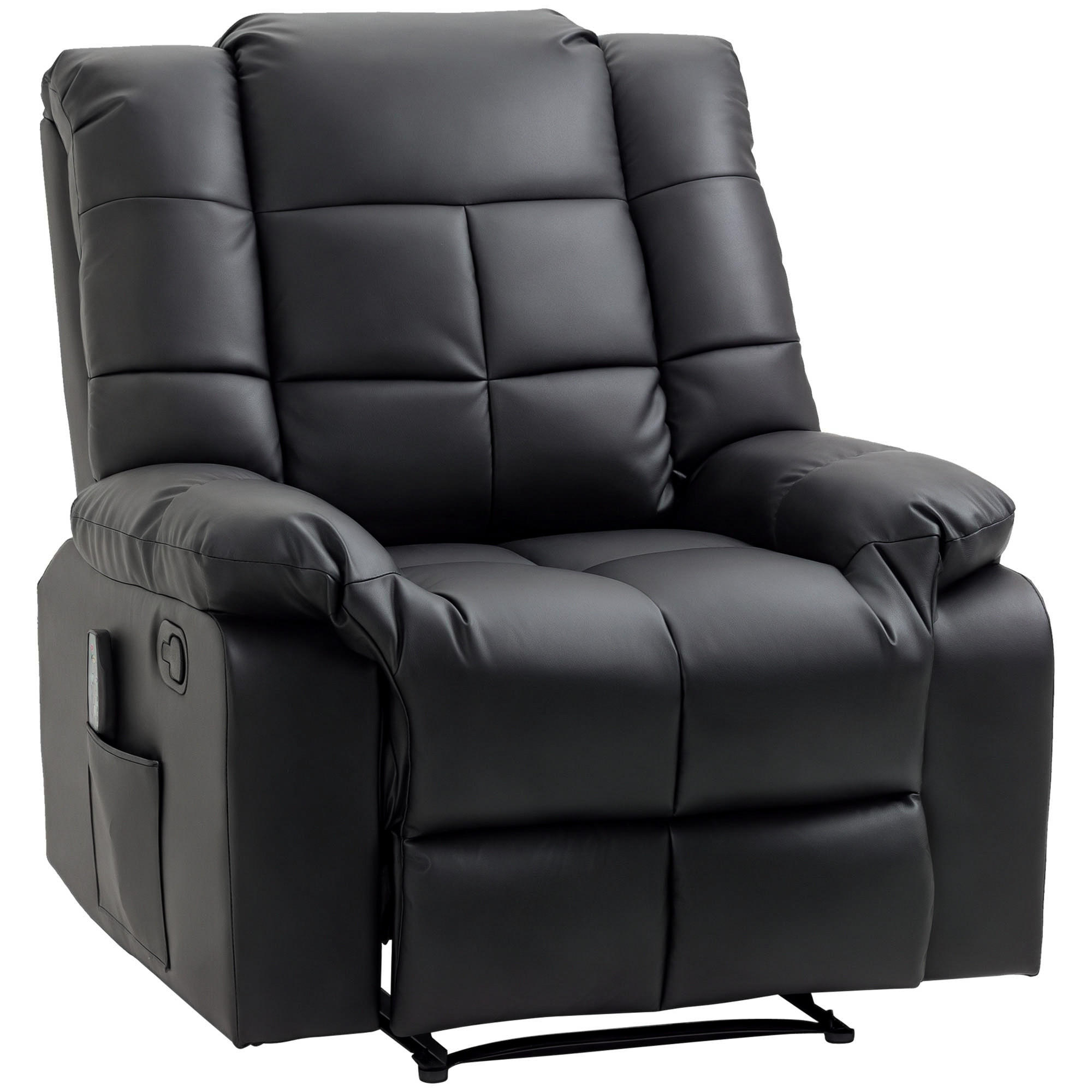 MASSAGESESSEL Schwarz mit Massagefunktion und Liegefunktion 94/99/99 cm - Schwarz, Leder (94/99/99cm) - PANGIVO