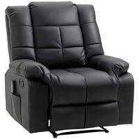 MASSAGESESSEL Schwarz mit Massagefunktion und Liegefunktion 94/99/99 cm - Schwarz, Leder (94/99/99cm) - PANGIVO