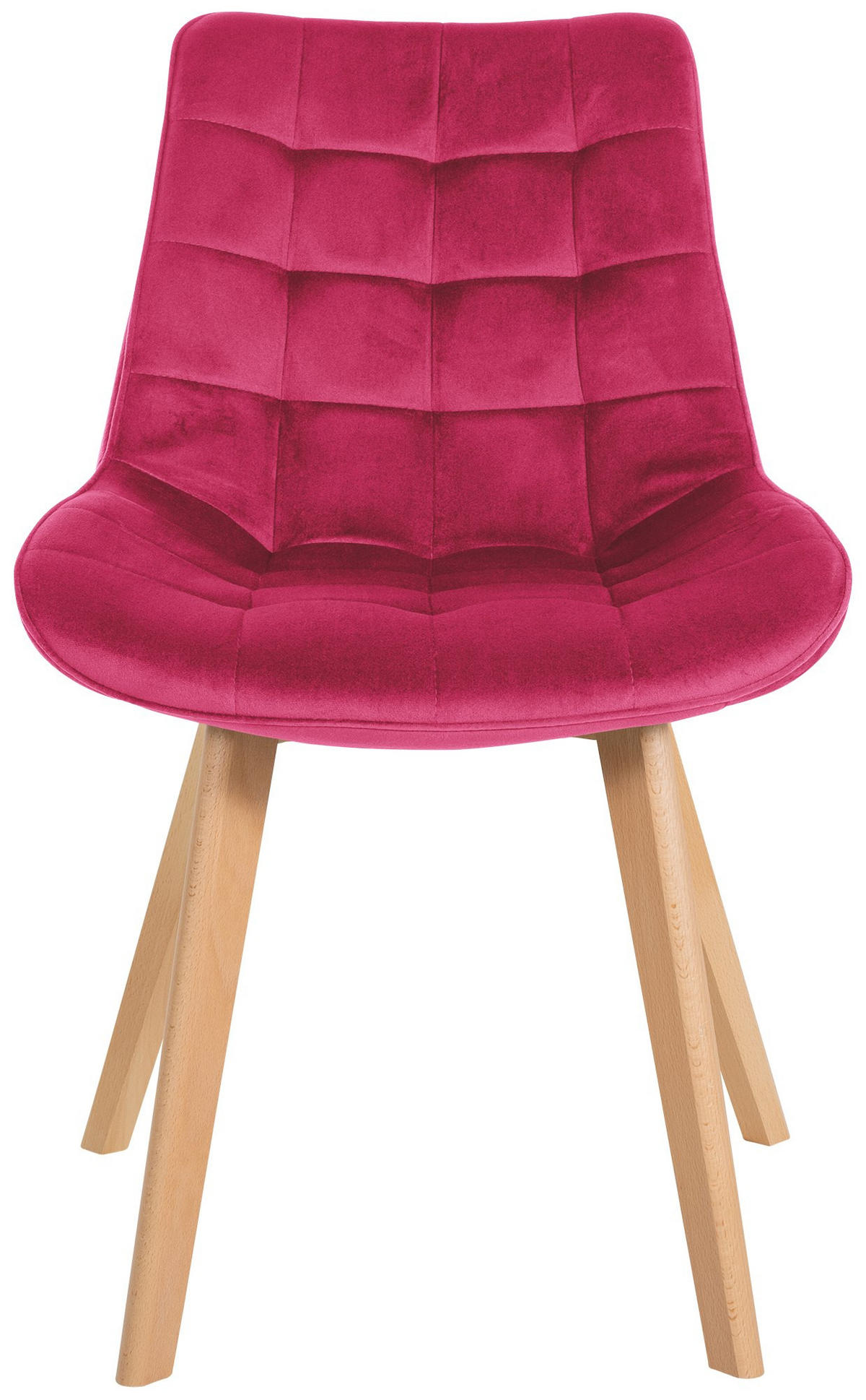 STUHL Samt rot - Eukalyptusholzfarben/Rot, Holz/Textil (54/84/63cm) - CLP