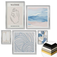 WANDBILDER 5er Set - 50x50 cm & 20x30 cm & 40x60 cm Silberner Rahmen - Matisses abstrakte Formen - Silberfarben, Kunststoff (40/60cm) - ArtPrintCave