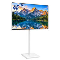 TV-BODENSTÄNDER Weiß höhenverstellbar - Weiß, Holzwerkstoff/Metall (42.5/139.5/32.5cm) - Relaxdays
