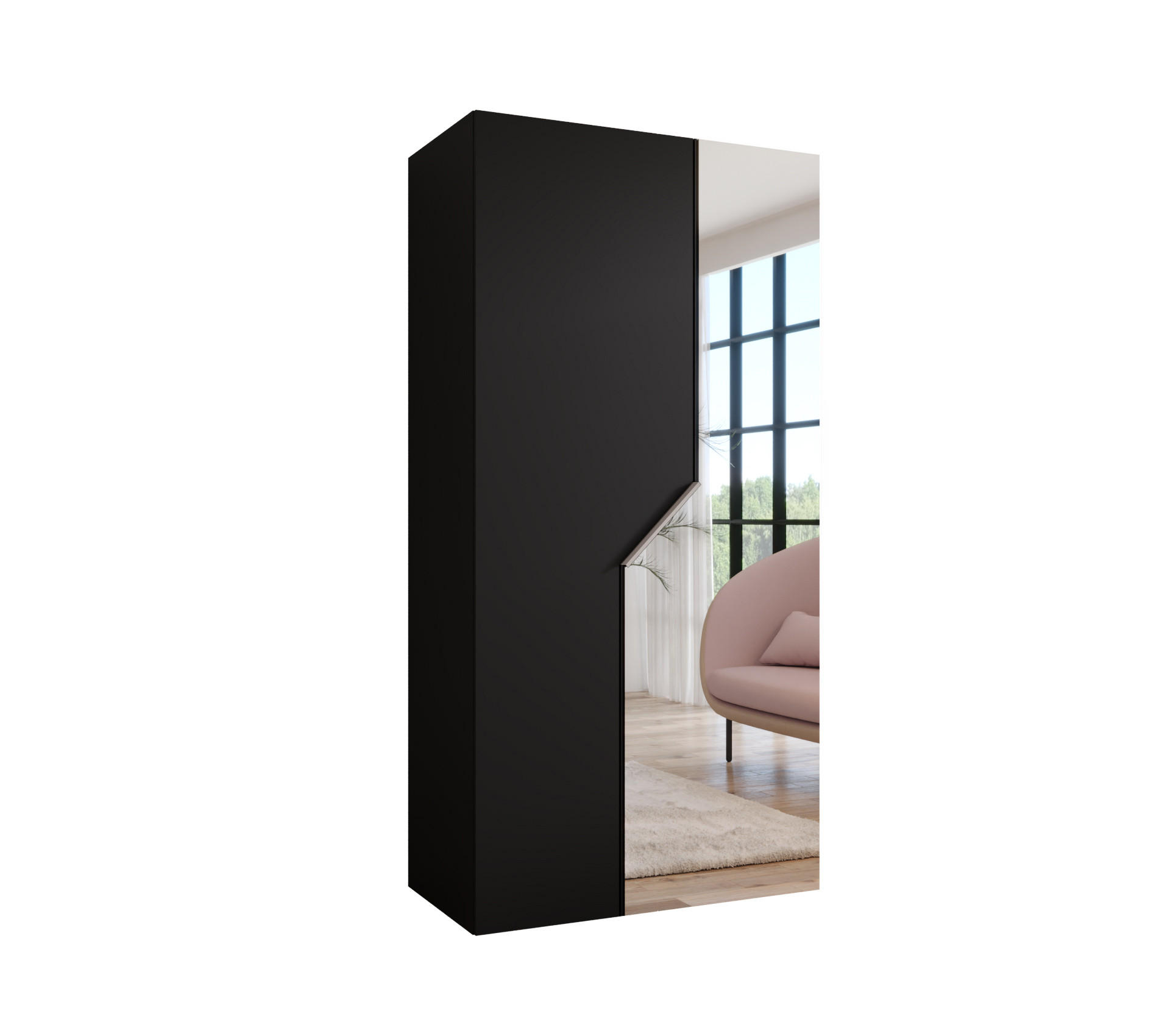 DREHTÜRENSCHRANK 202/100/52 2-türig - Beige/Schwarz, Holz/Metall (100/202/52cm) - Abiks Möbel