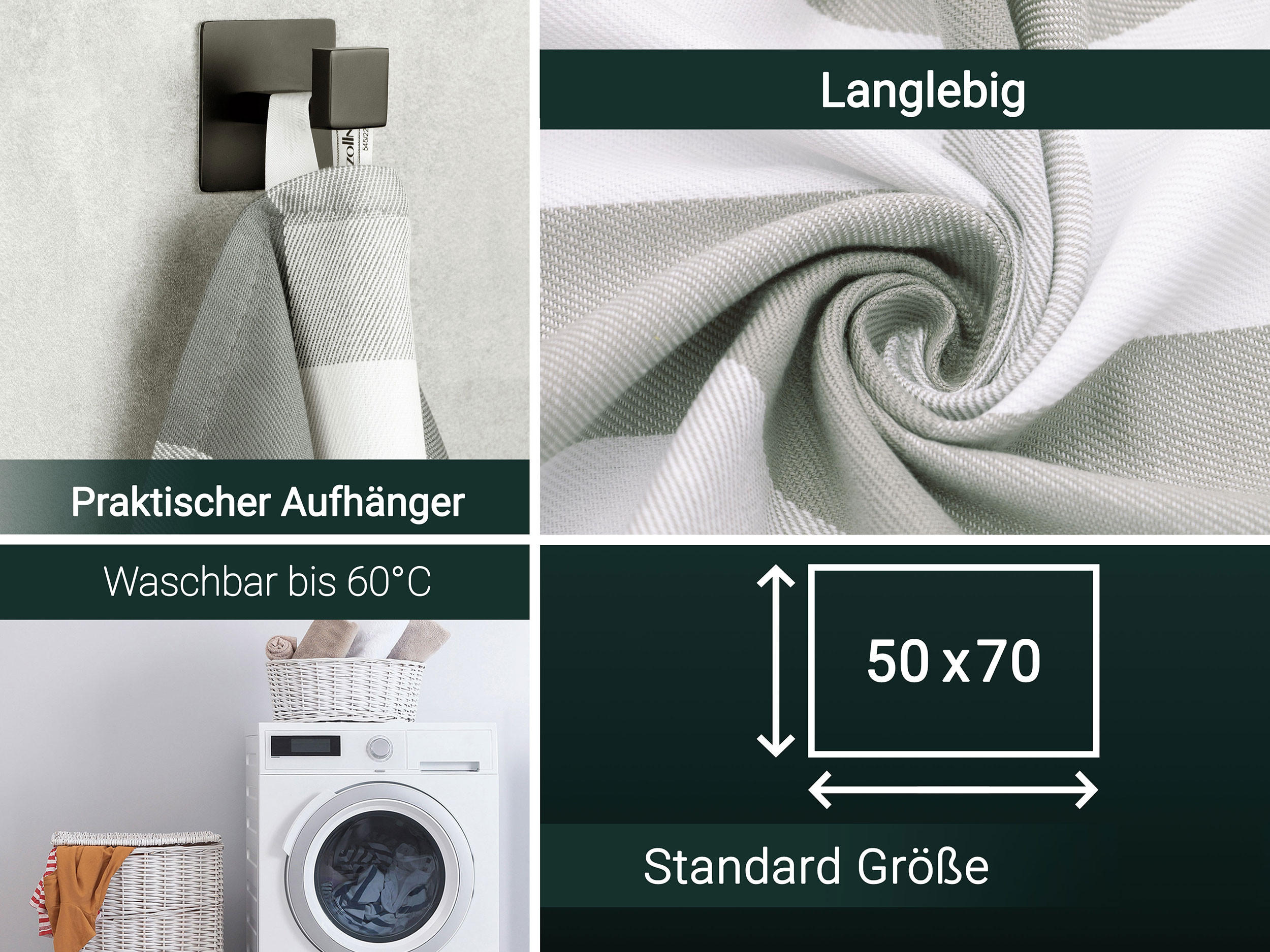 GESCHIRRTÜCHER, 5er-Set, 50x70 cm, 100% Baumwolle, Grau - Grau, Textil (50/70cm) - Zollner