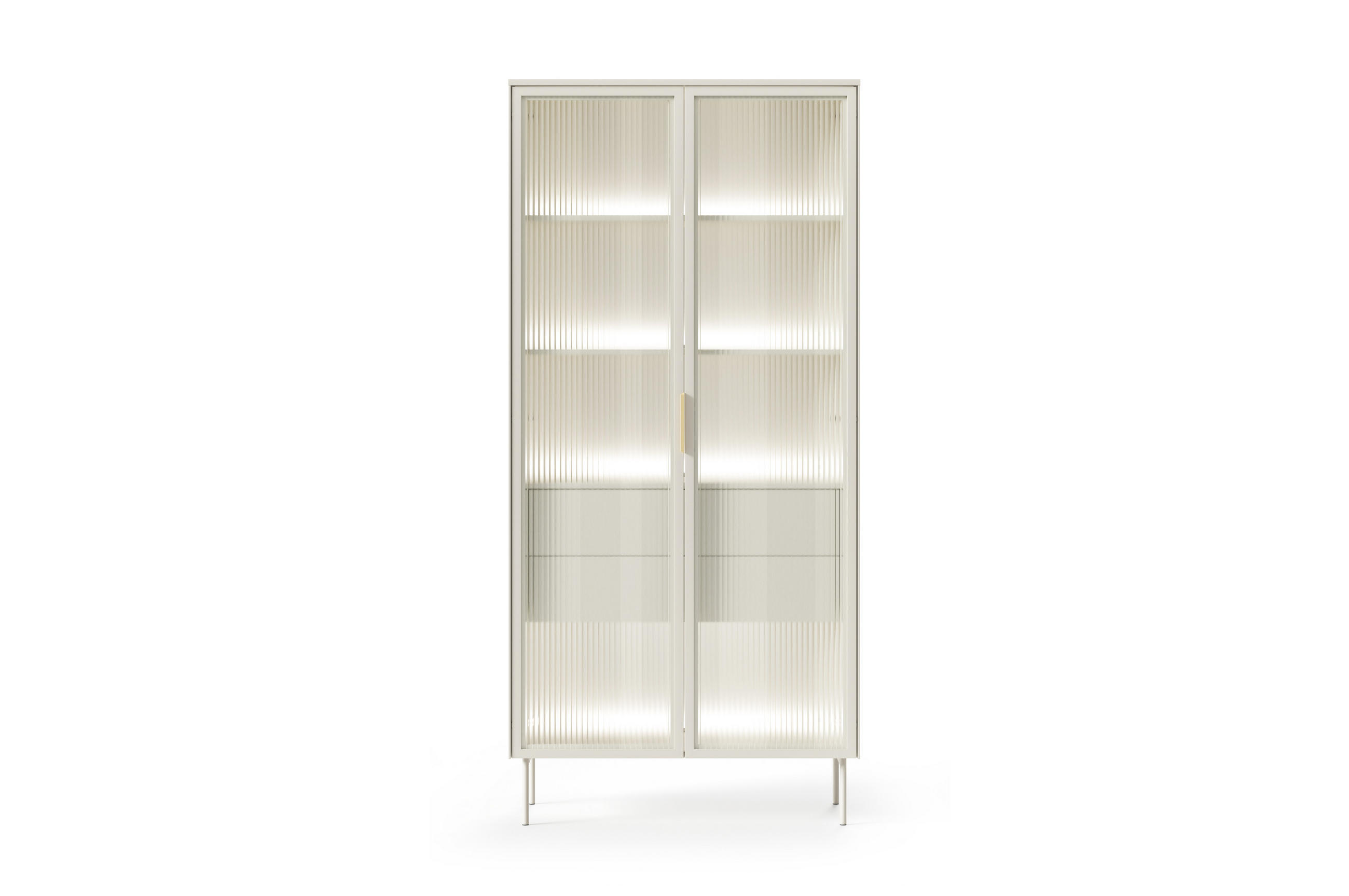 VITRINE, Kaschmir, 91,5 x 194,6 x 39,3 cm - Beige, Holzwerkstoff/Metall (91.5/194.6/39.3cm) - 3XE LIVING