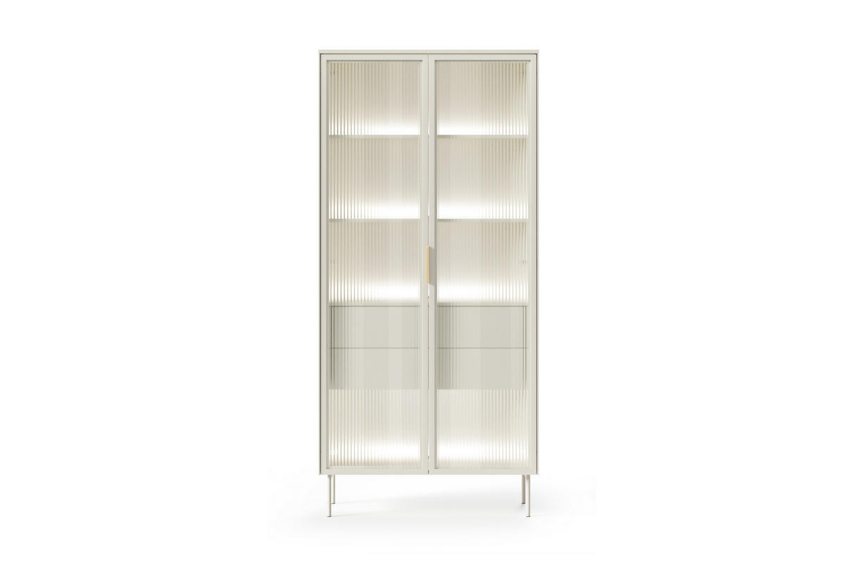 VITRINE, Kaschmir, 91,5 x 194,6 x 39,3 cm - Beige, Holzwerkstoff/Metall (91.5/194.6/39.3cm) - 3XE LIVING