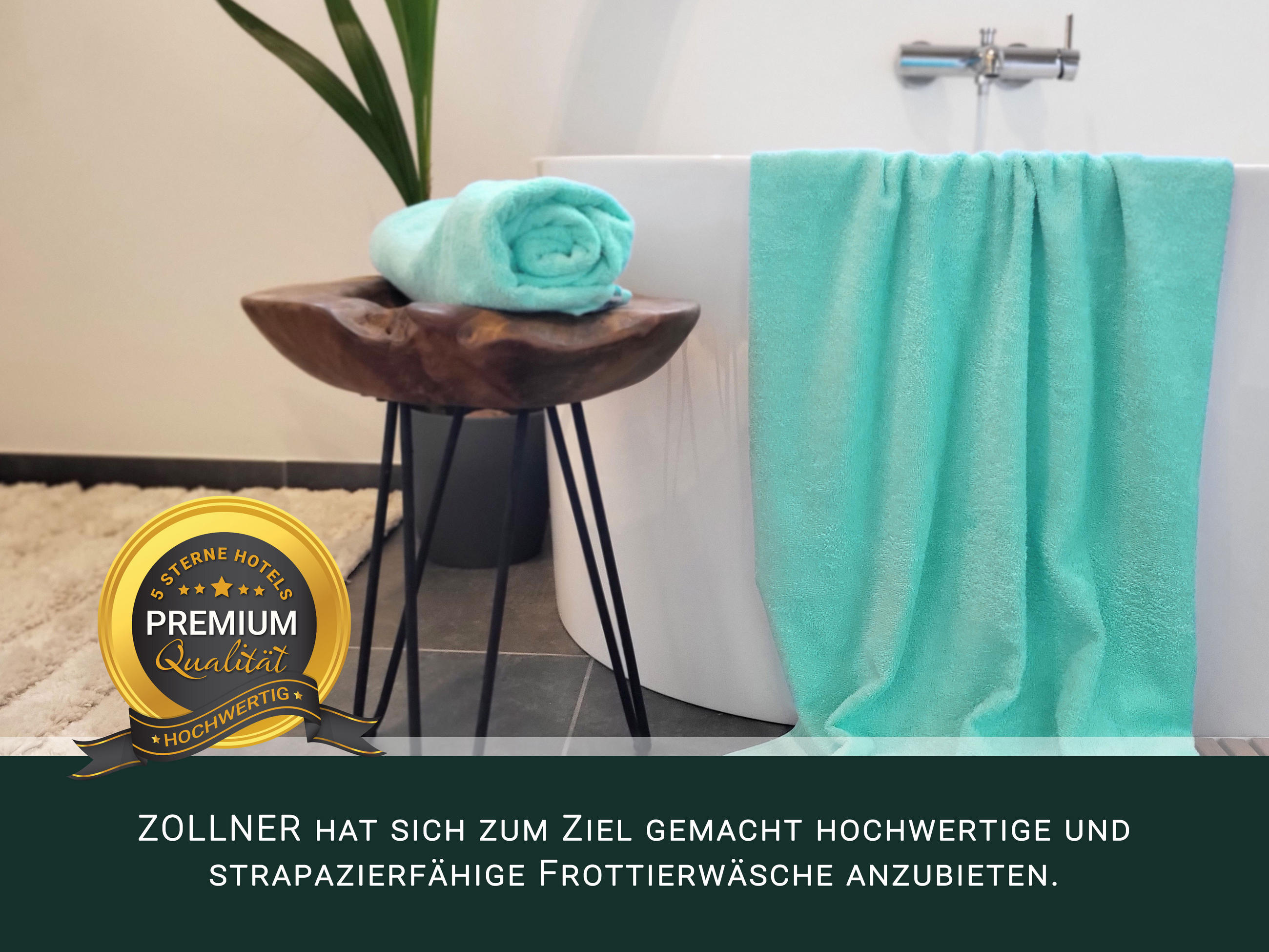 Thumbnail - Zollner Duschtücher,, Grün, Textil, 70x140 cm, Oeko-Tex® Standard 100, Badtextilien, Duschtücher