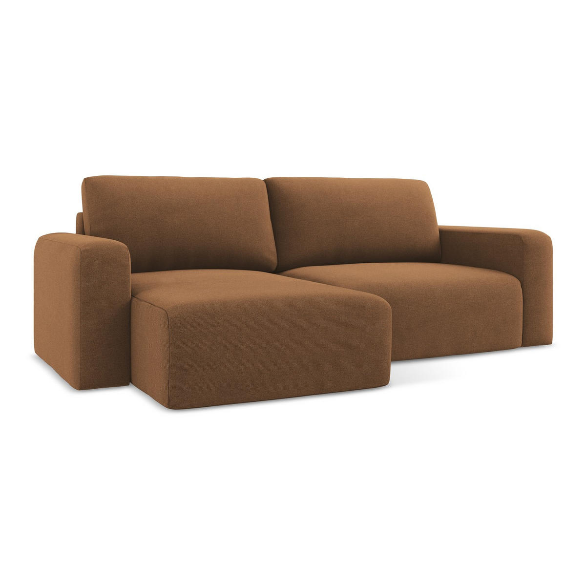 ECKSOFA mit Schlaffunktion links Strukturstoff Stoff Orange - Beige/Terracotta, Kunststoff/Textil (149/244cm) - LaMiaSofa