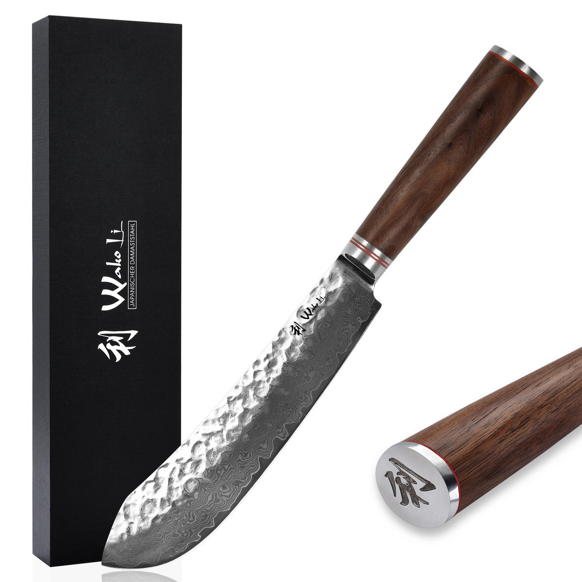 BLOCKMESSER 20 cm - Nussbaumfarben, Holz/Metall (34cm) - Wakoli