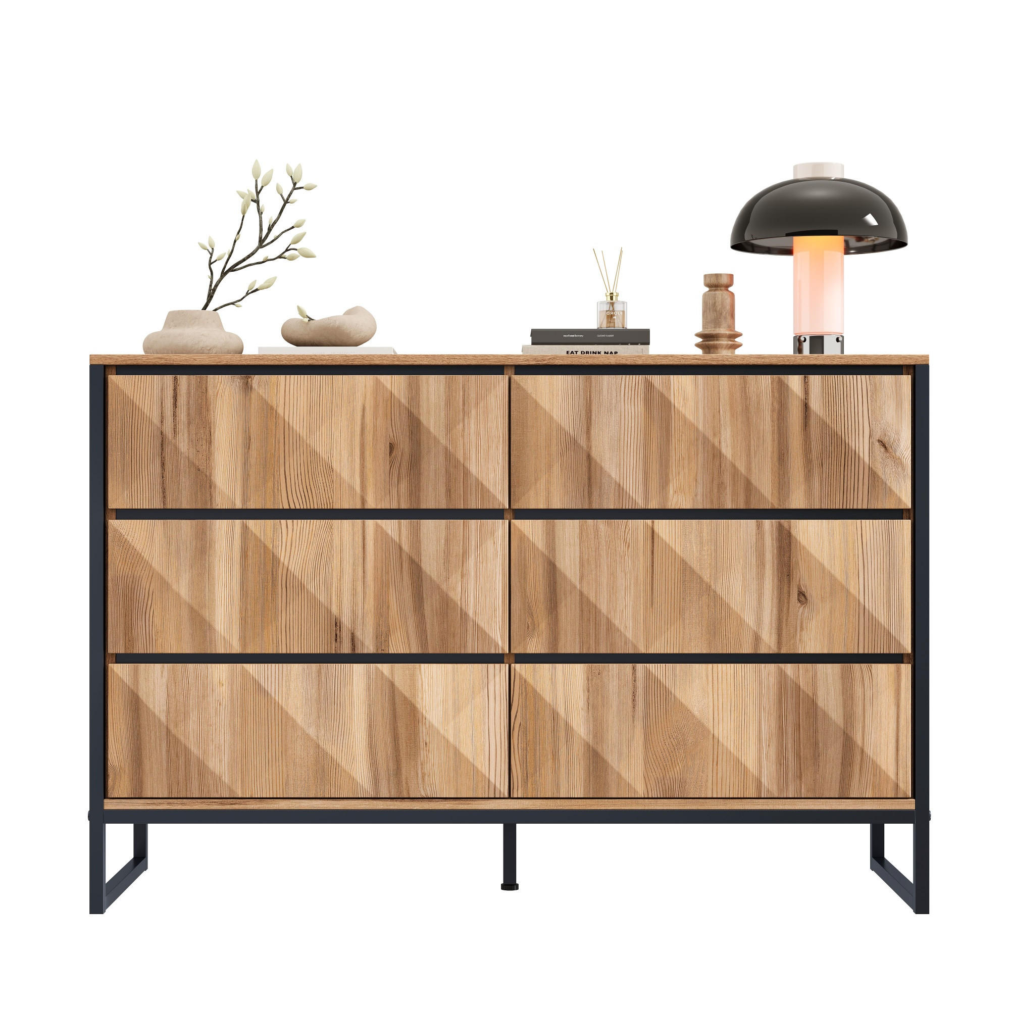 SIDEBOARD Schwarz Holzoptik Metallbeine erhöhte Türen - Multicolor, Holzwerkstoff (40/80/120cm) - FLIEKS