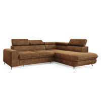 ECKSOFA VELISS Orange Kordstoff mit Schlaffunktion - Orange, Holz (255/193cm) - MASSENO