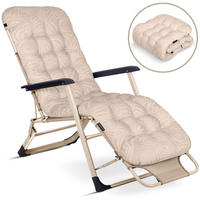 GARTEN-RELAXSESSEL Klappbarer mit Kissen, Beige - Beige, Metall (60/102/110cm)