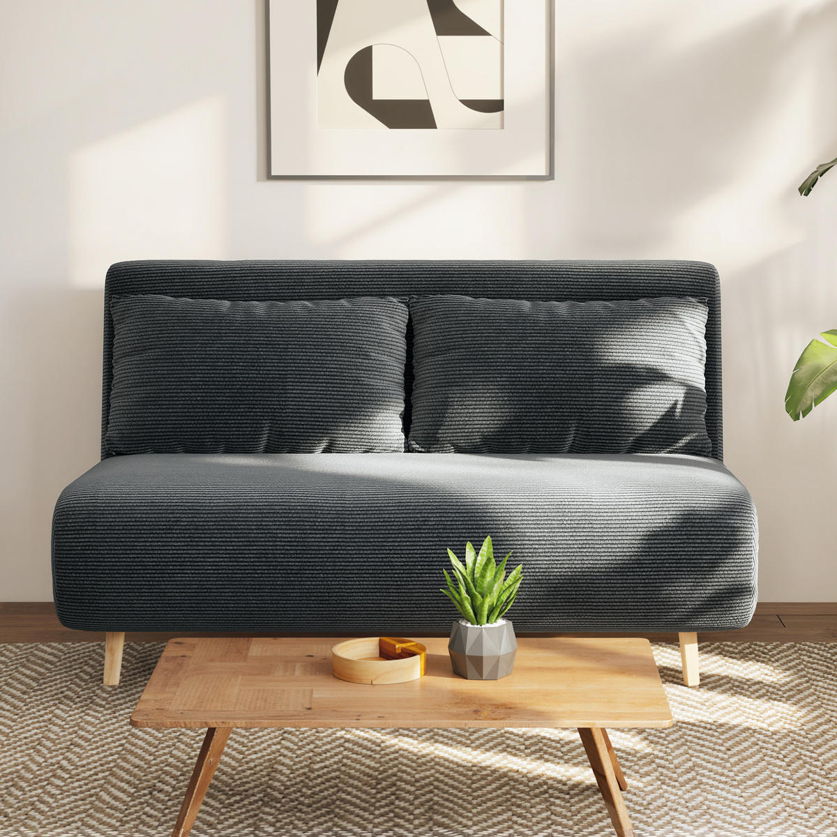 2-SITZER Schlafsofa Dunkelgrau 141.0/90.0/81.0 cm - Dunkelgrau, Textil (90/81/141cm)