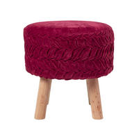 SAMT-HOCKER Lyla, magenta plissiert, 40/40/41 cm - Magenta, Textil (41/40/41cm) - Homescapes