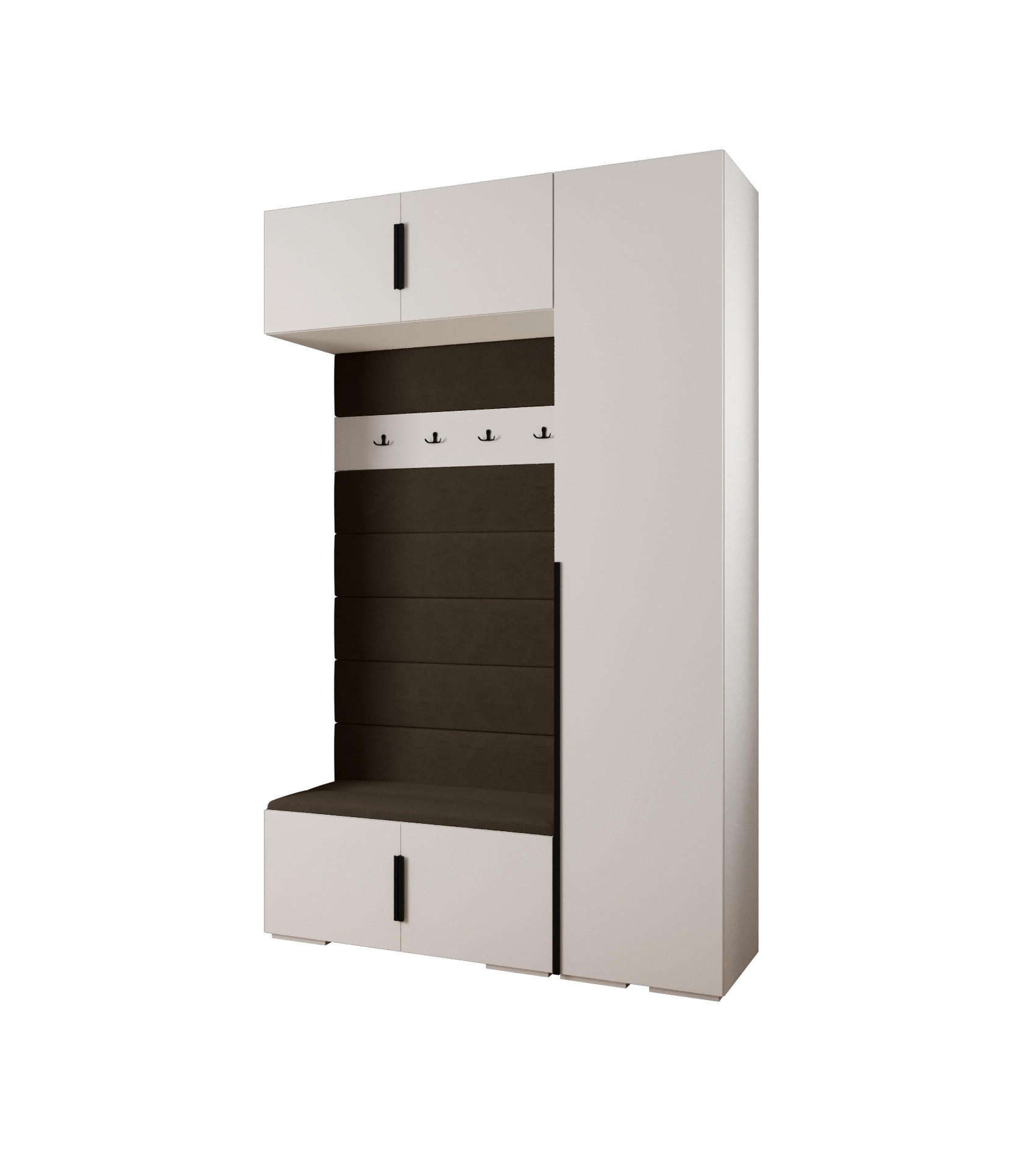 Abiks Möbel Garderoben-Set Weiß, Braun, Schwarz 150x236.7x47 cm