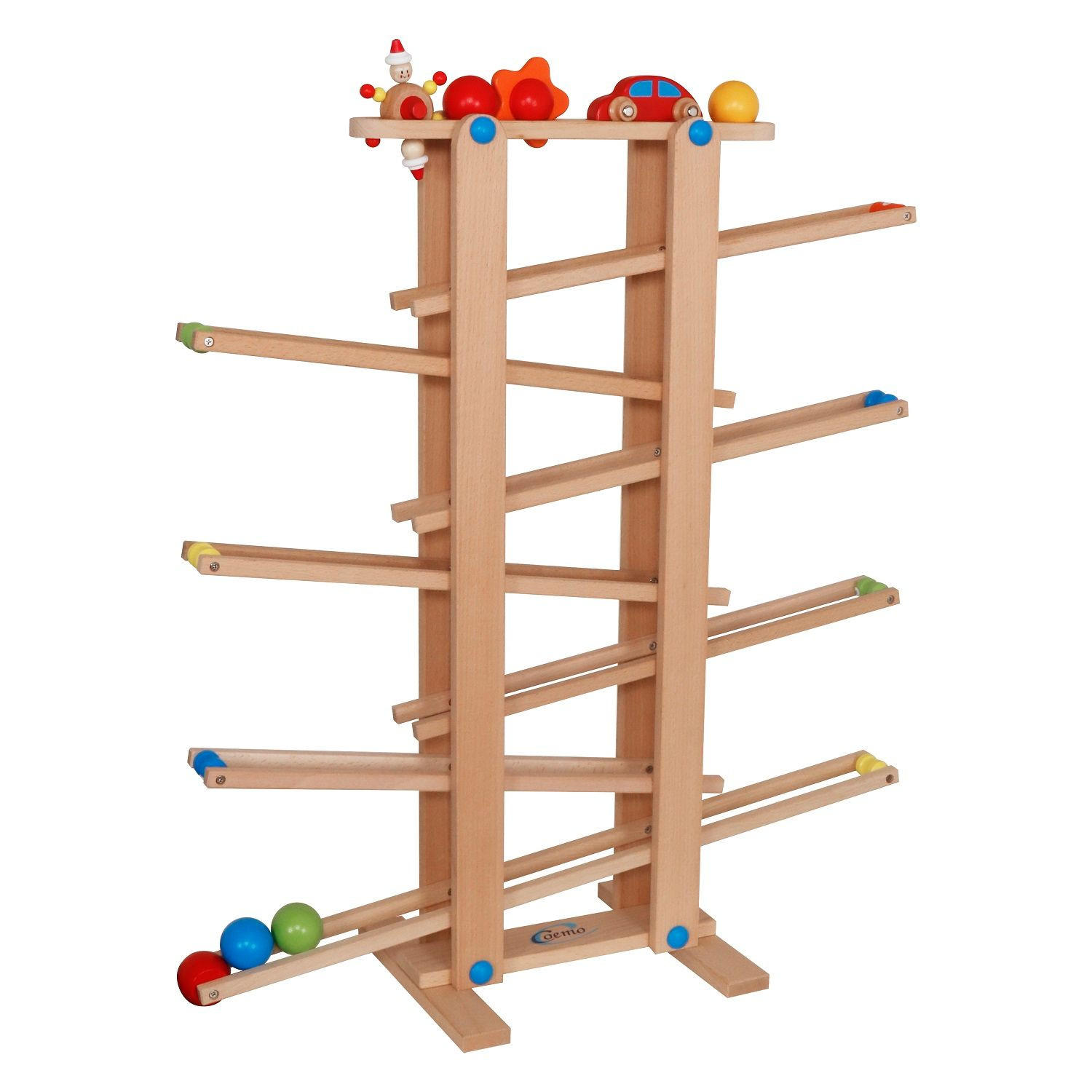 KUGELBAHN XL Holz Natur mit 7 Roll Elementen - Naturfarben, Holz (26/70cm) - Coemo