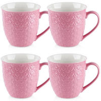 KERAMIKBECHER-SET HERZ, Keramik, rosa, 4 Stk., 580 ml - Weiß, Keramik (0.58L) - Orion 