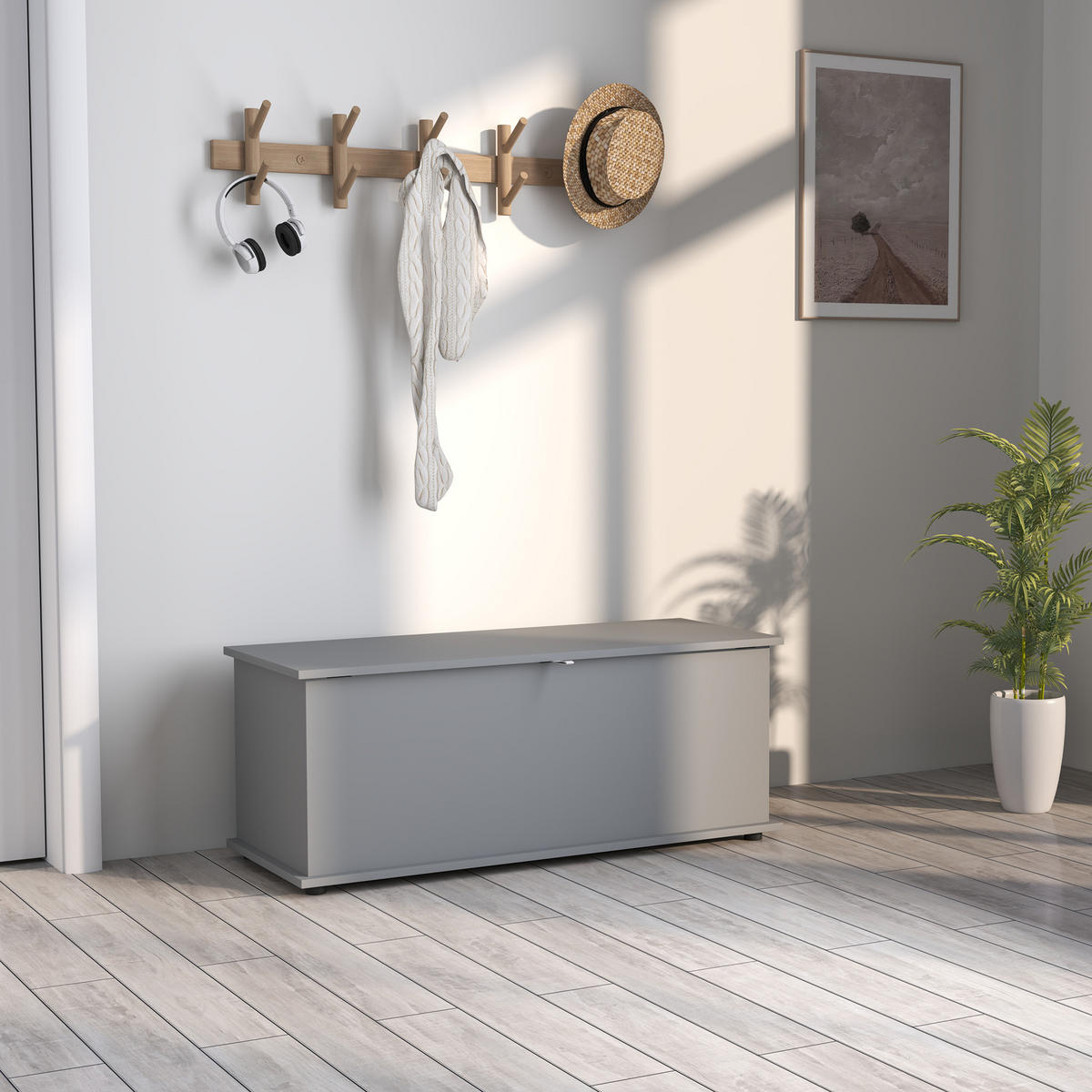 KISSENBOX DE-12477 mit klappdeckel 100/40/40 cm Grau - Grau, Holzwerkstoff (40/40/100cm) - ComfortXL