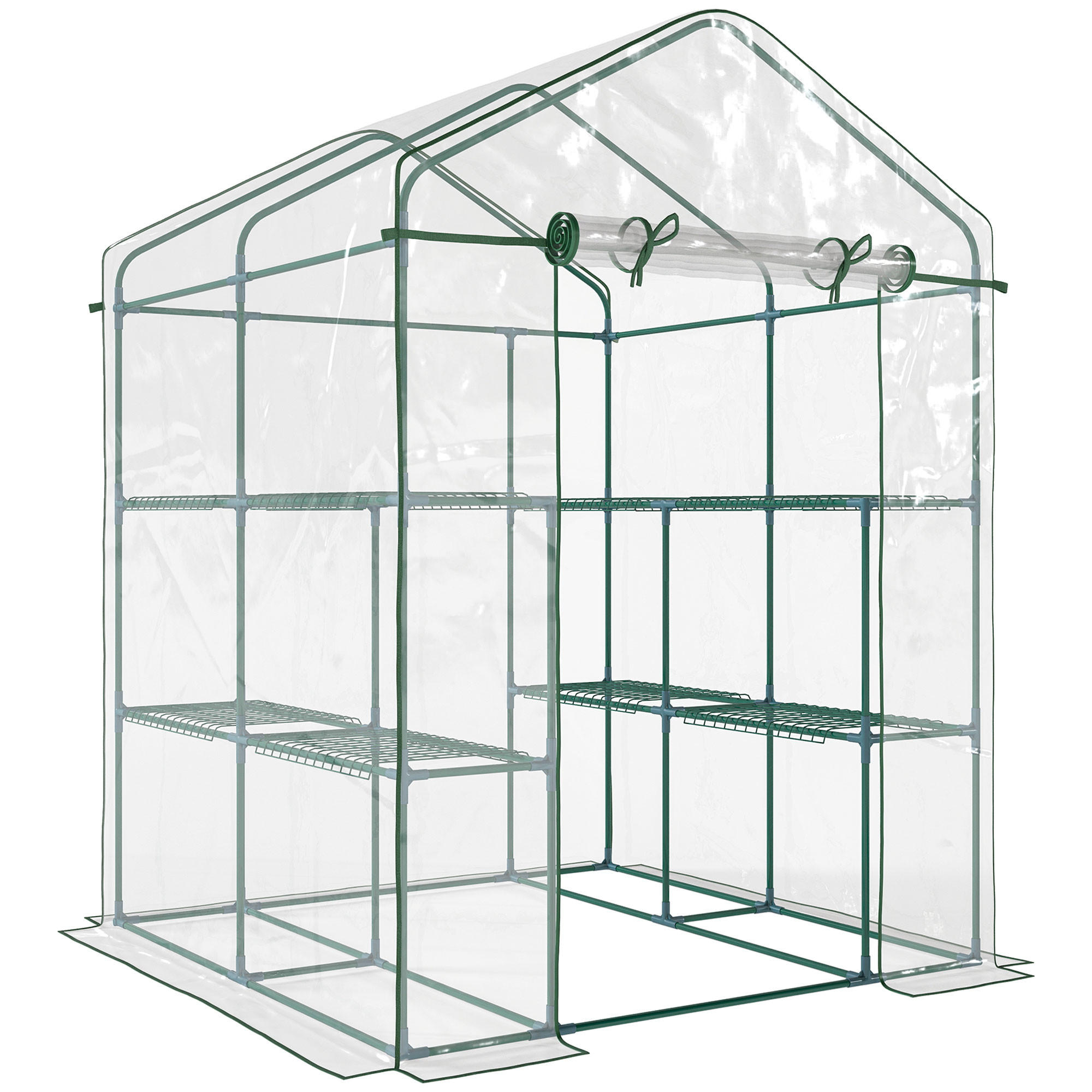FOLIENGEWÄCHSHAUS, Transparent, Metall, PVC-Kunststoff - Transparent, Kunststoff (143/195/143cm) - Outsunny