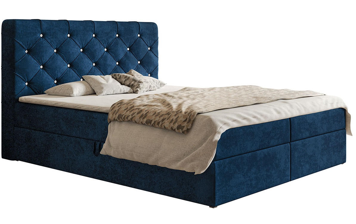 BETT Blau FOX 7 Kontinental 180x200 cm - Blau, Textil (180/200cm) - Sepro Meble