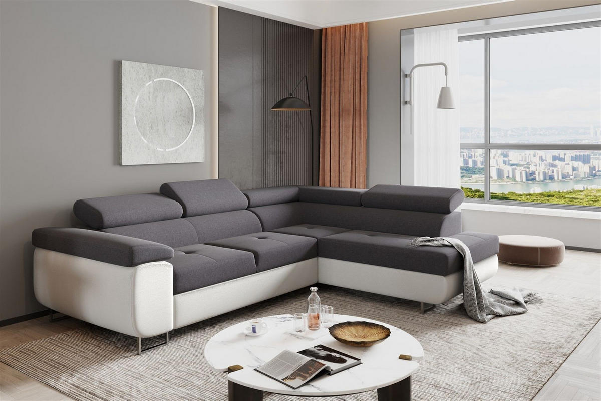 ECKSOFA Jade Mit Schlaffunktion - Dunkelgrau, Holzwerkstoff/Textil (275/202cm) - Fun Möbel
