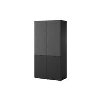 DREHTÜRENSCHRANK - Schrank Minewra 100 - Nova + Schwarz - Schwarz, Holzwerkstoff (101/200/51cm) - Möblo