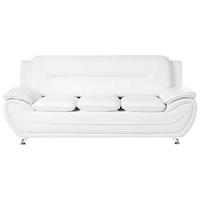 3-SITZER-SOFA Kunstleder Weiß Leira - Silberfarben/Weiß, Kunststoff (193/86/78cm) - Beliani