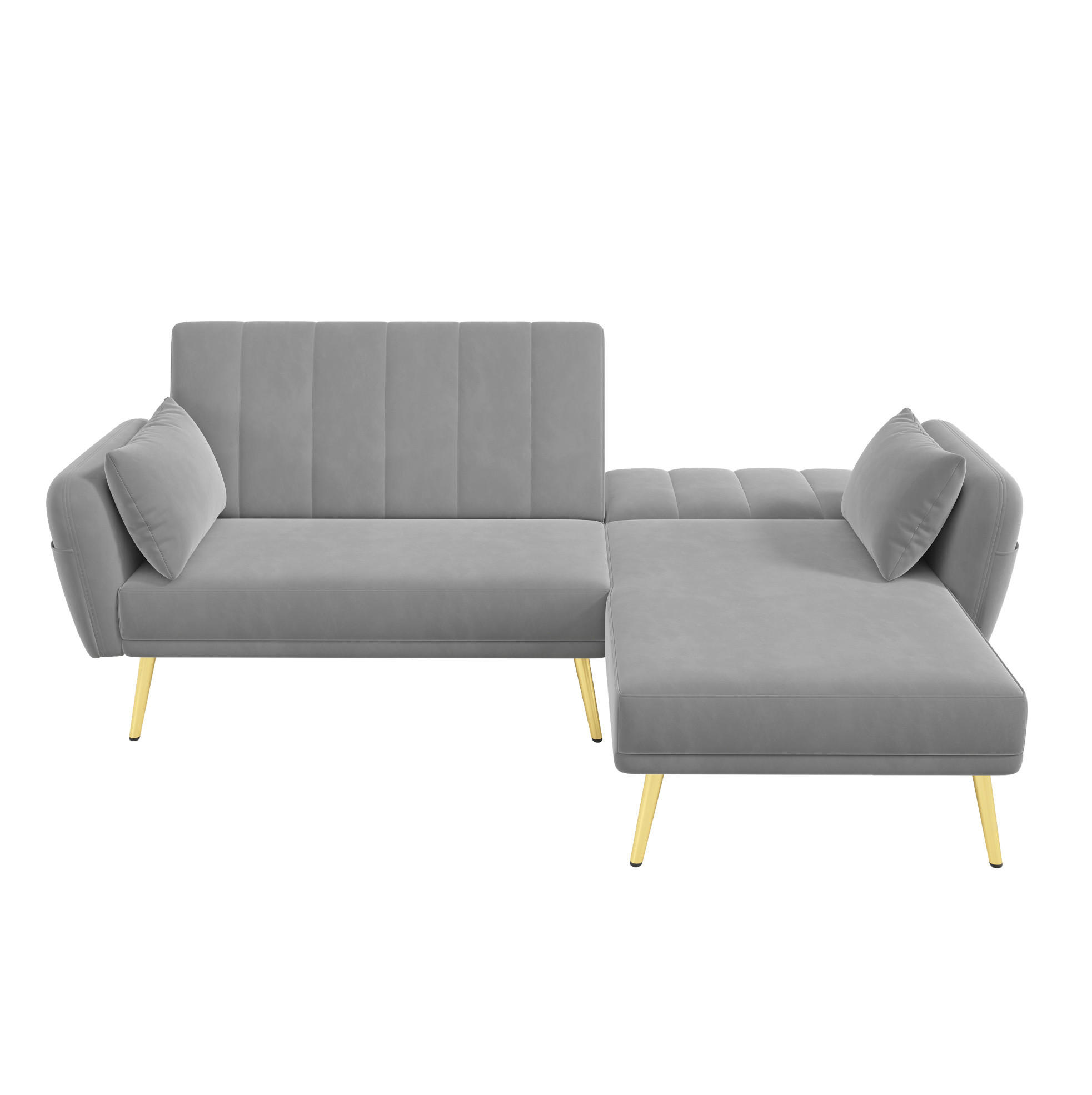 ECKSOFA, Samt mit Schlaffunktion & verstellbarer Rückenlehne, 191,5/130,5/80 cm, Grau - Grau, Textil (130.5/191.5cm) - Redom