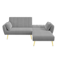 ECKSOFA, Samt mit Schlaffunktion & verstellbarer Rückenlehne, 191,5/130,5/80 cm, Grau - Grau, Textil (130.5/191.5cm) - Redom
