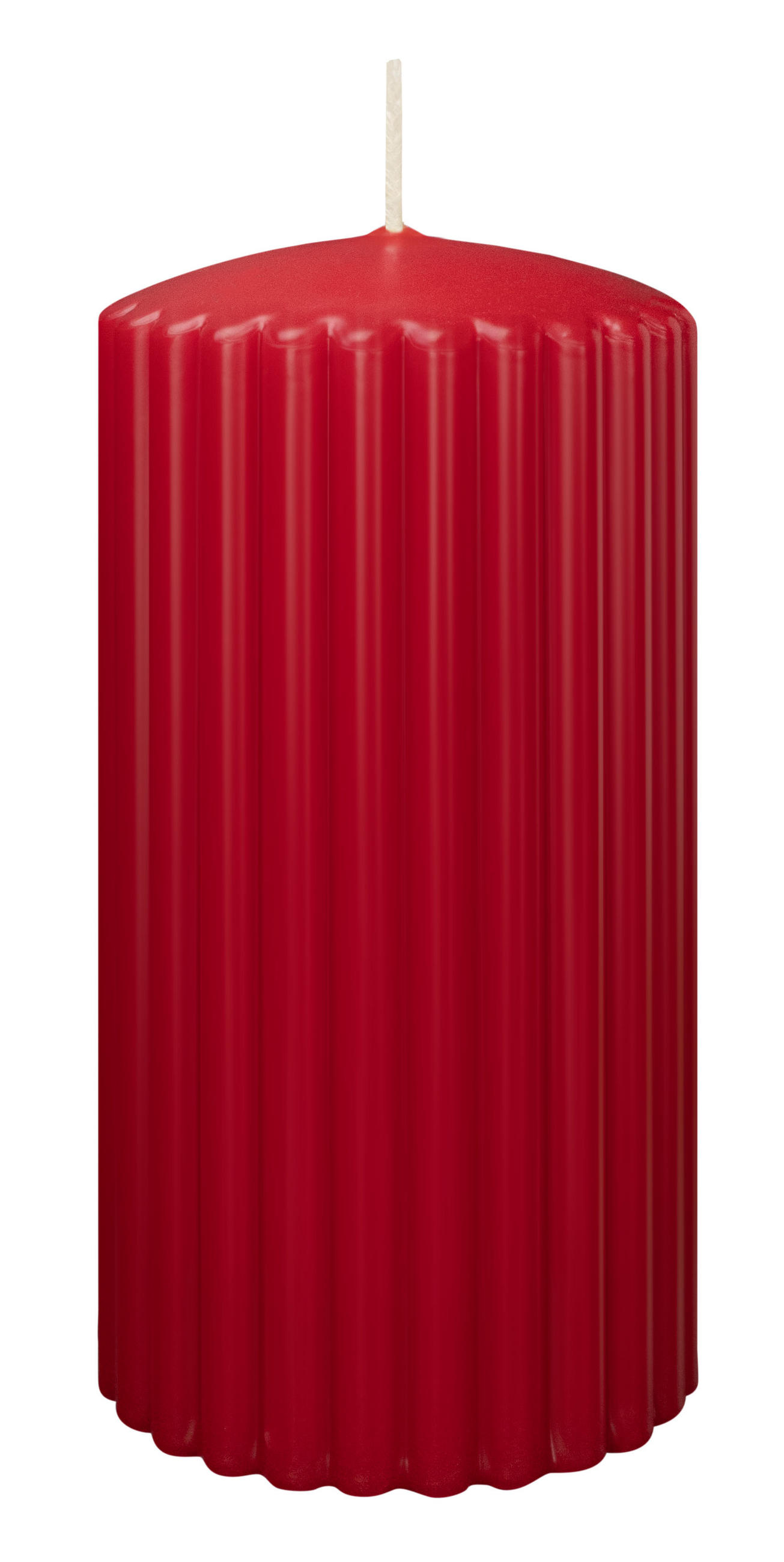 RILLEN KERZEN Rot 150 x Ø 80 mm, 4 Stück - Rot, Paraffin (8/15/15cm) - Wiedemann Kerzen