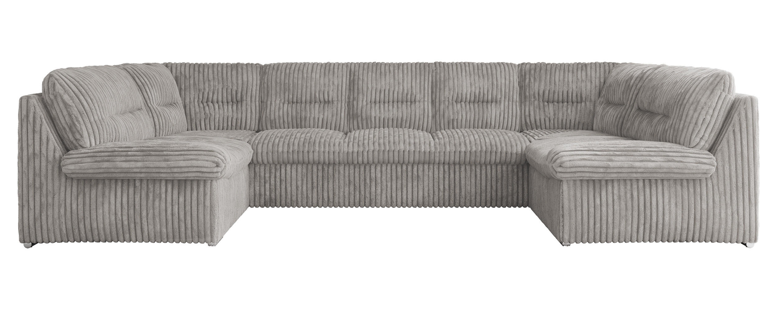WOHNLANDSCHAFT COMODO U Hellgrau Cord - Silberfarben/Hellgrau, Textil/Metall (340/93/206cm) - MKS