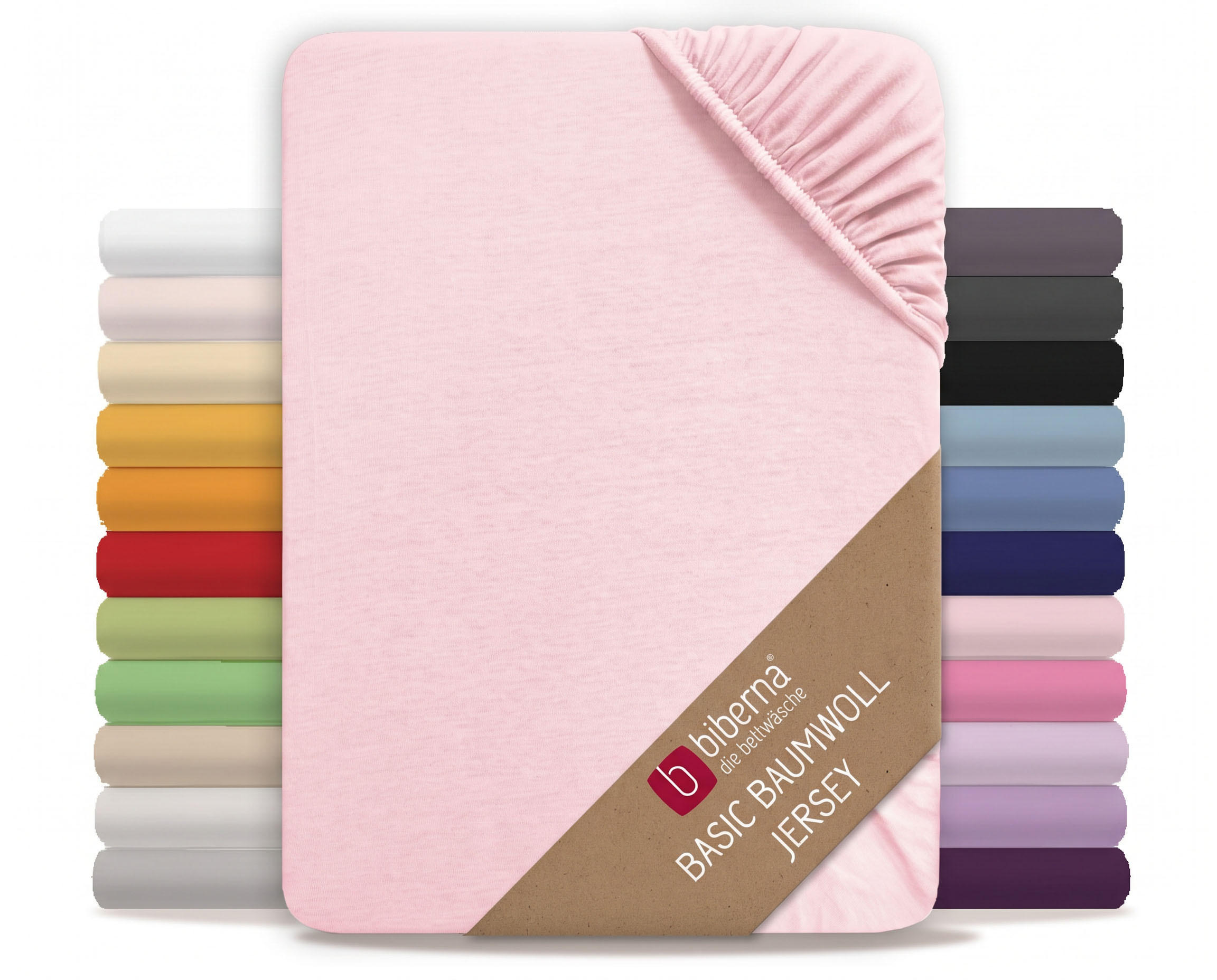 SPANNBETTTUCH Basic Jersey rose, 140x200 cm - 160x200 cm - Rosa, Textil (160/200cm) - biberna