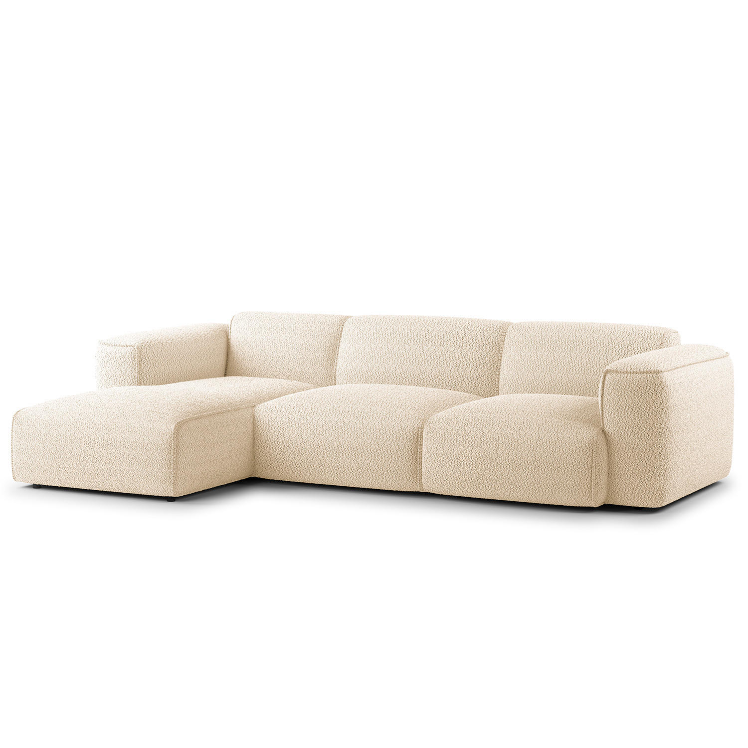 3-SITZER ECKSOFA mit Longchair - Beige/Schwarz, Textil (284/173cm) - home24