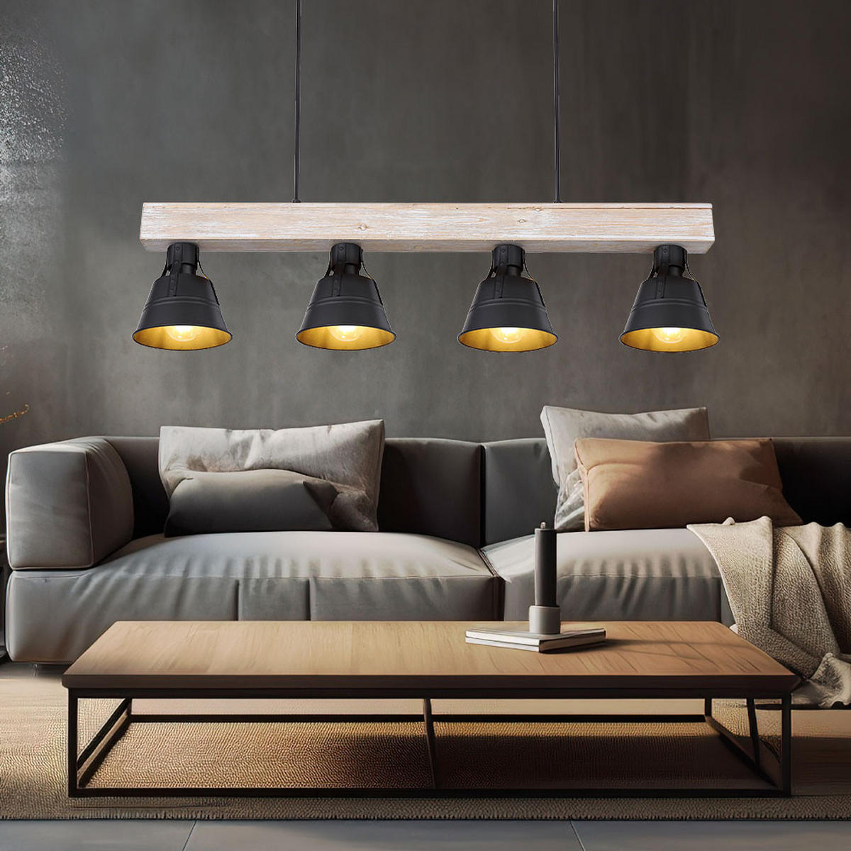 HÄNGELEUCHTE Holz Metall Braun - Braun, Holz (85/14/85cm)