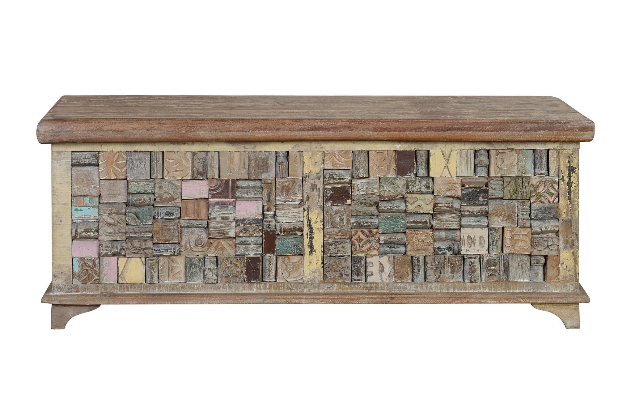 TRUHE aus Mangoholz - Chromfarben, Holz (106/41/42cm) - Giner y Colomer