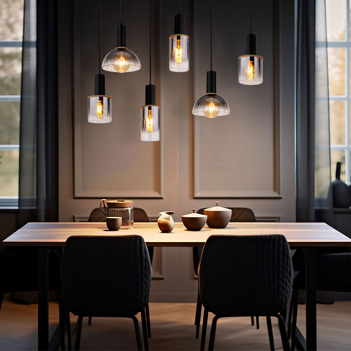 HÄNGELEUCHTE Metall Grau Rauchoptik - Grau, Glas (75/34/120cm) - Globo Lighting