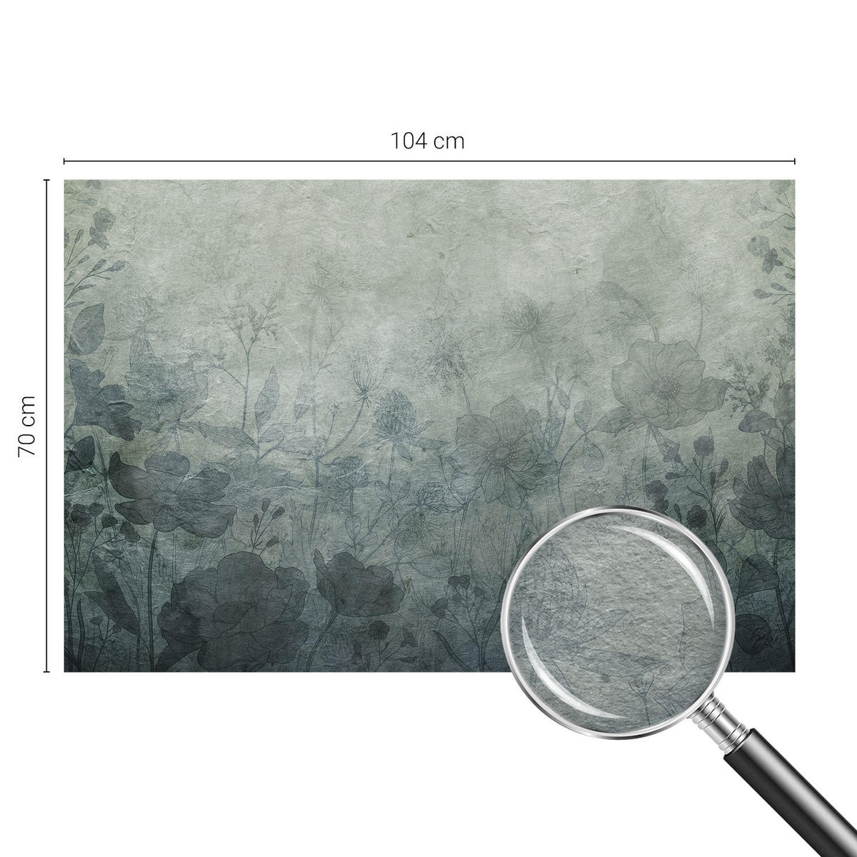 FOTOTAPETE 104x70 cm - Pflanzeneleganz - Grau, Textil (104/70cm) - Wallfluent