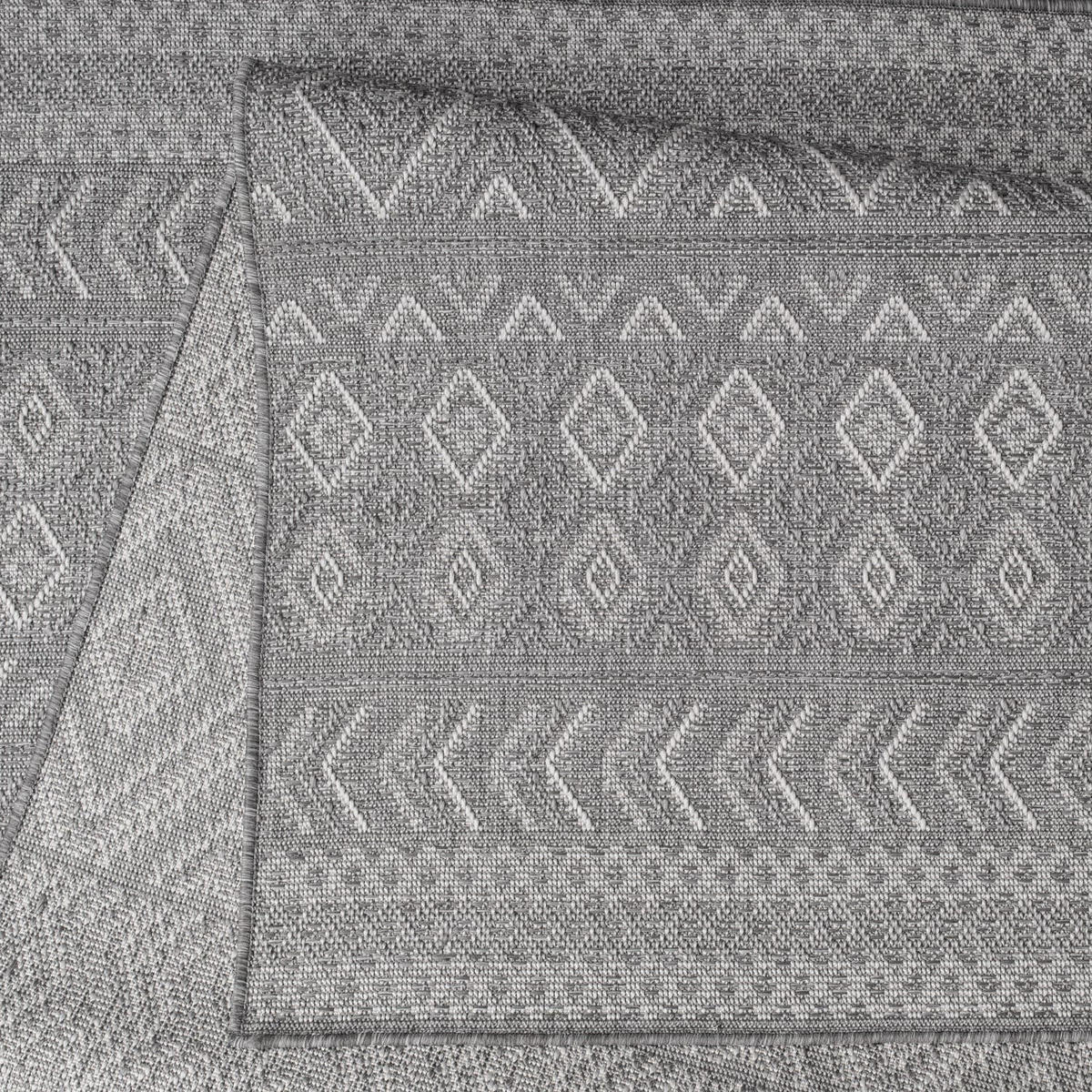 FLACHWEBTEPPICH, mit Rautenmuster, aus Polypropylen, Grau, Ø 80 cm - Grau, Textil (80/80cm) - KADIMA DESIGN