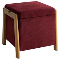 POUF cu spațiu de depozitare textil 45 cm roșu bordeaux Edland - roșu închis, metal (45/44/43cm) - Beliani