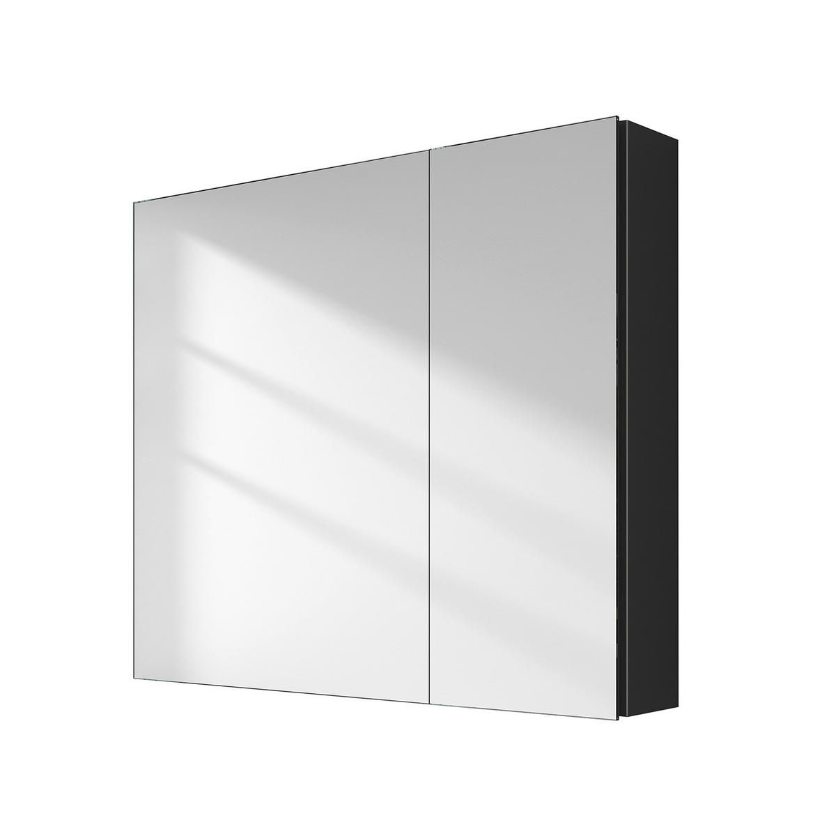 SPIEGELSCHRANK Schwarz 75/65/14,5 - Schwarz, Metall (65/65/75cm) - EMKE