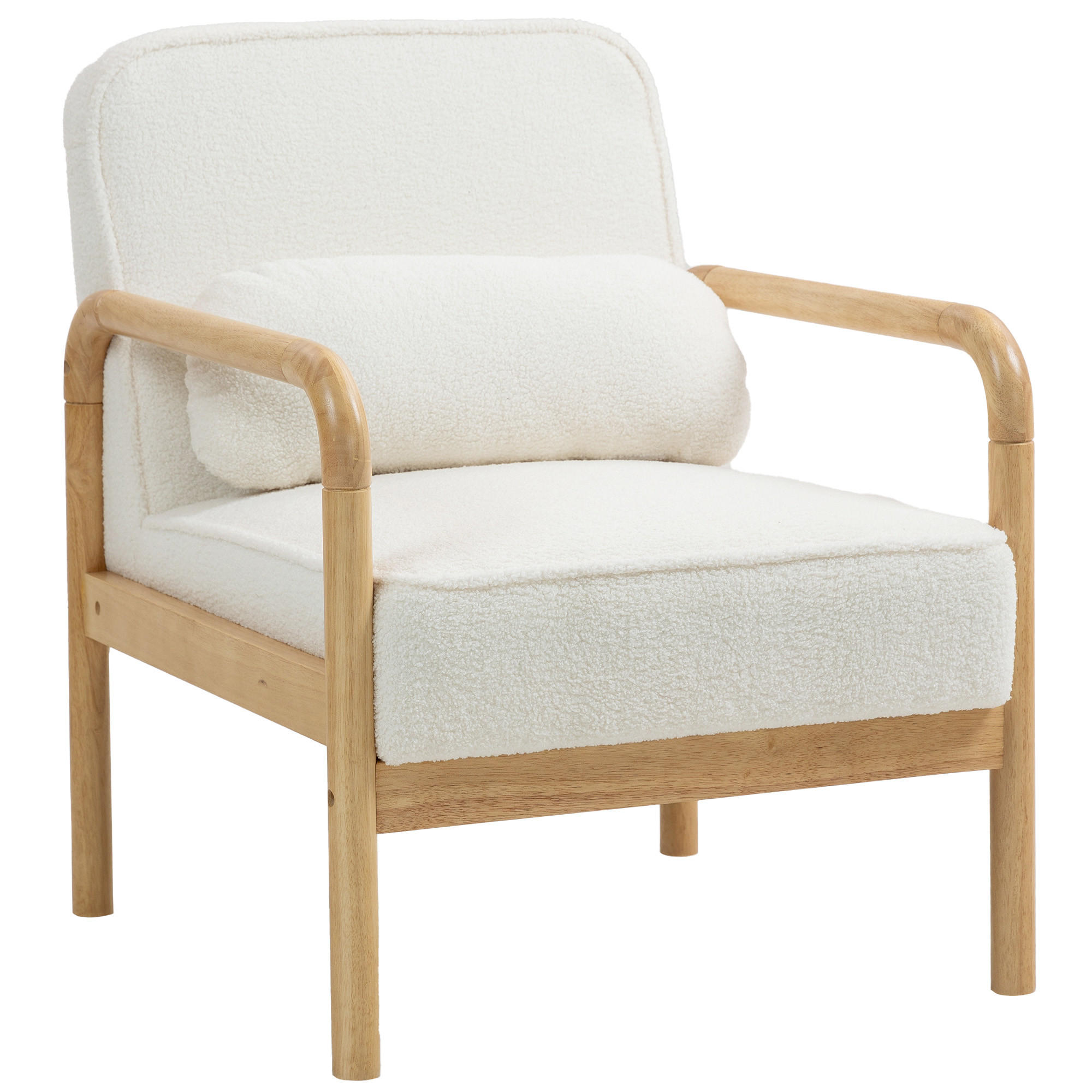 SESSEL mit Armlehnen, Holzbeine, Weiß - Weiß, Textil (80/83/67cm) - HOMCOM