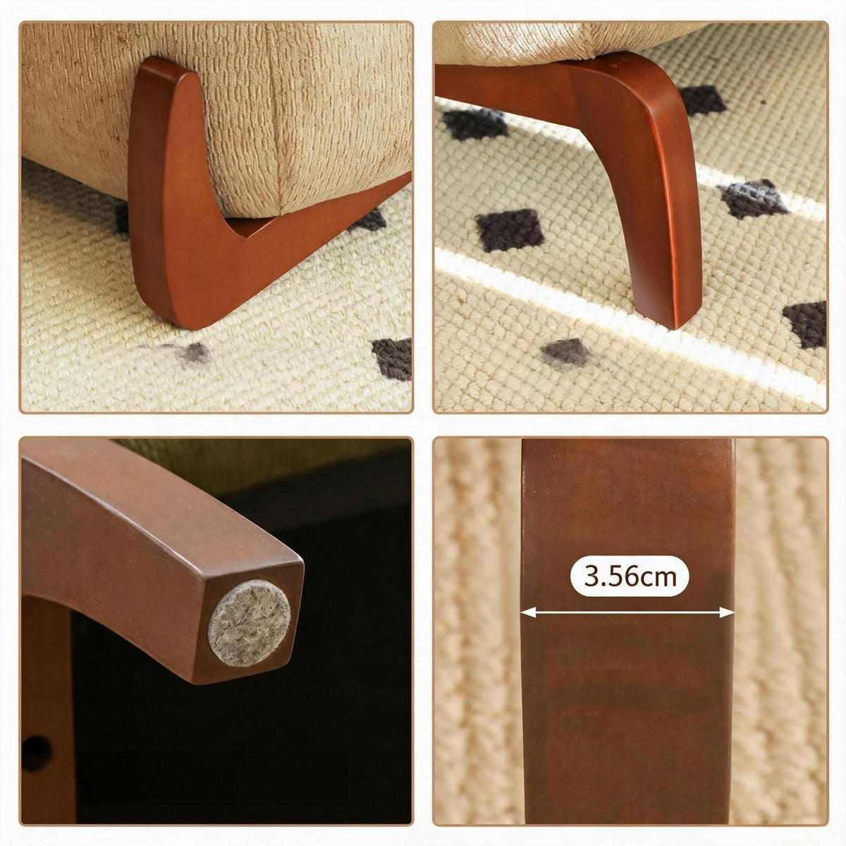 POLSTERSESSEL Ohne Armlehnen Samt Massivholzbeine - Sandfarben, Textil (86.9/69.9/72.1cm) - Urban Meuble