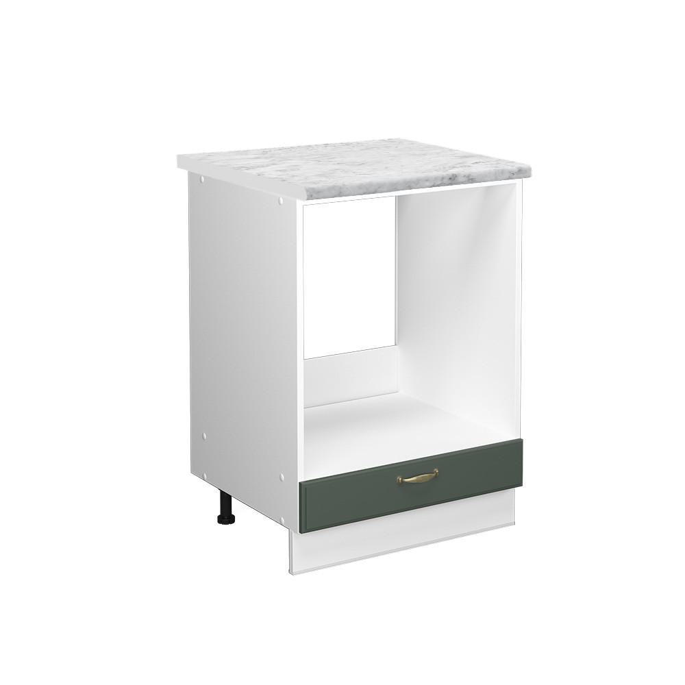 HERDUMBAUSCHRANK Fame-Line Grün-Gold Landhaus 60 cm, AP Marmor - Weiß/Grün, Holzwerkstoff (60/82/60cm) - Vicco