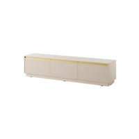 LOWBOARD Loren 180 cm in Kaschmir, dreitürig, mit geriffelten Fronten - Kaschmir/Schwarz, Holzwerkstoff/Kunststoff (182/42/39cm) - Ravio