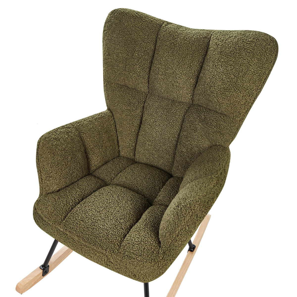SCHAUKELSESSEL Bouclé Dunkelgrün Oulu - Hellbraun/Schwarz, Textil (71/104/83cm) - Beliani