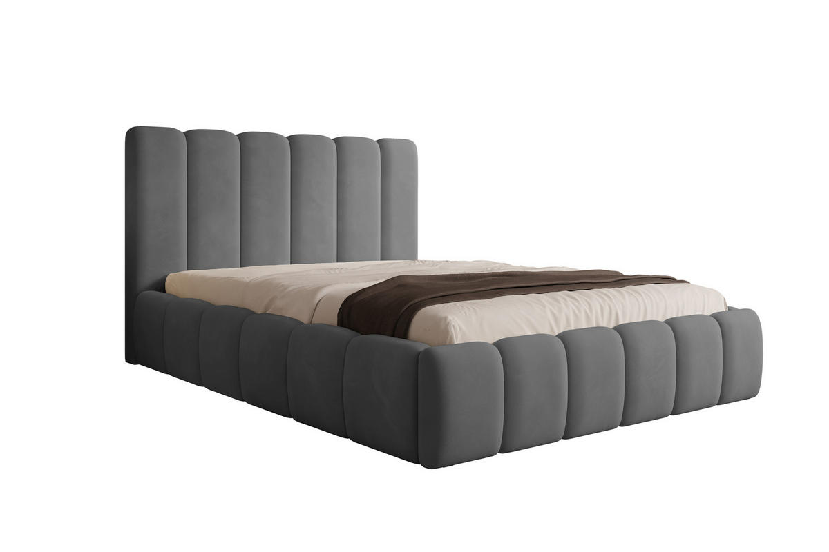 POLSTERBETT Vilo 200x200 mit Bettkasten und Stabilem Metallgestell - Grau, Textil (200/200cm) - Storez24