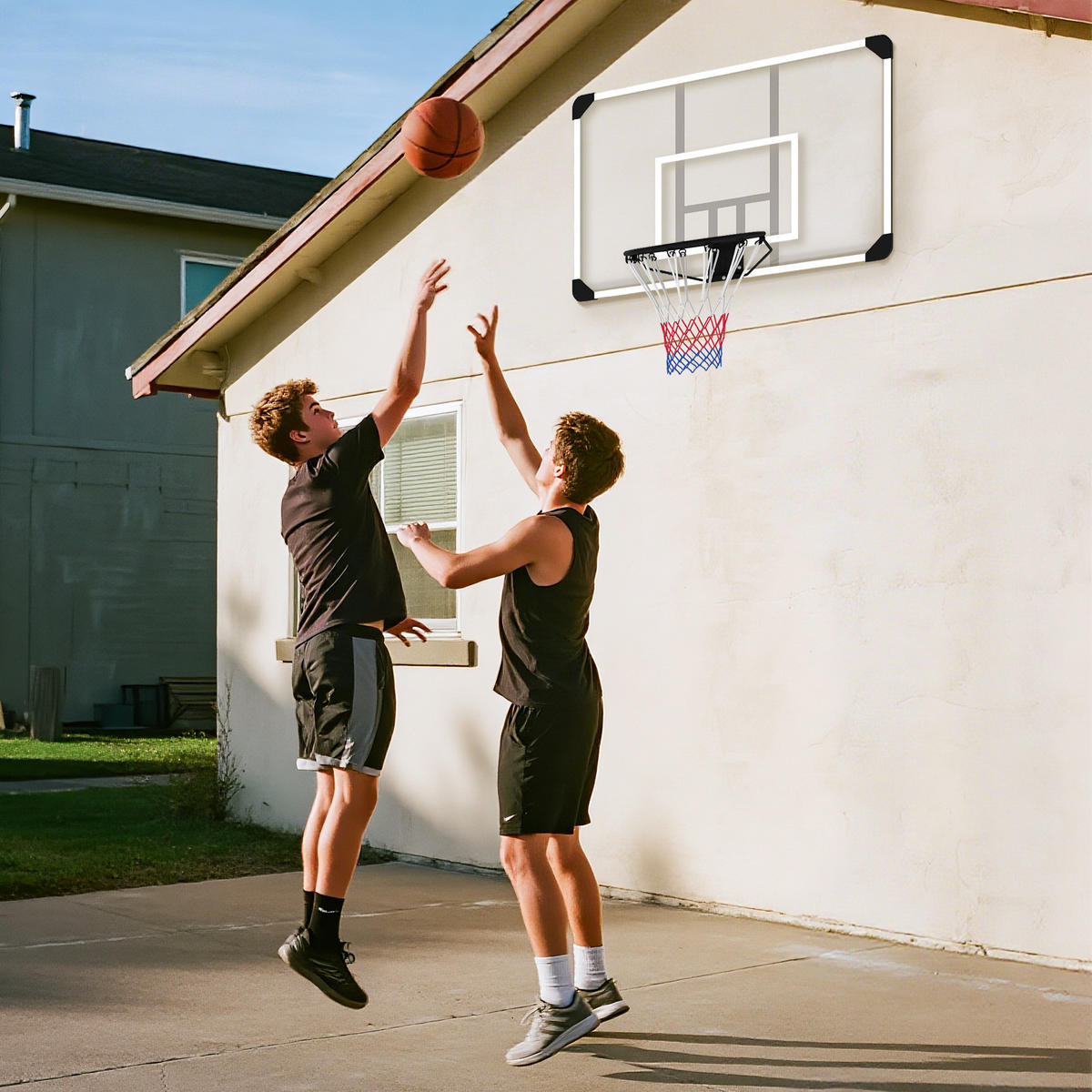 BASKETBALLKORB DE-10443 höhenverstellbar mit Wandmontage Schwarz - Multicolor, Metall (61/113cm) - ComfortXL