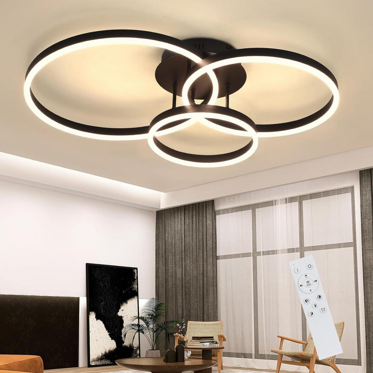 LED-DECKENLEUCHTE Puls 82/58/15 cm - Schwarz, Metall (82/58/15cm) - Nettlife