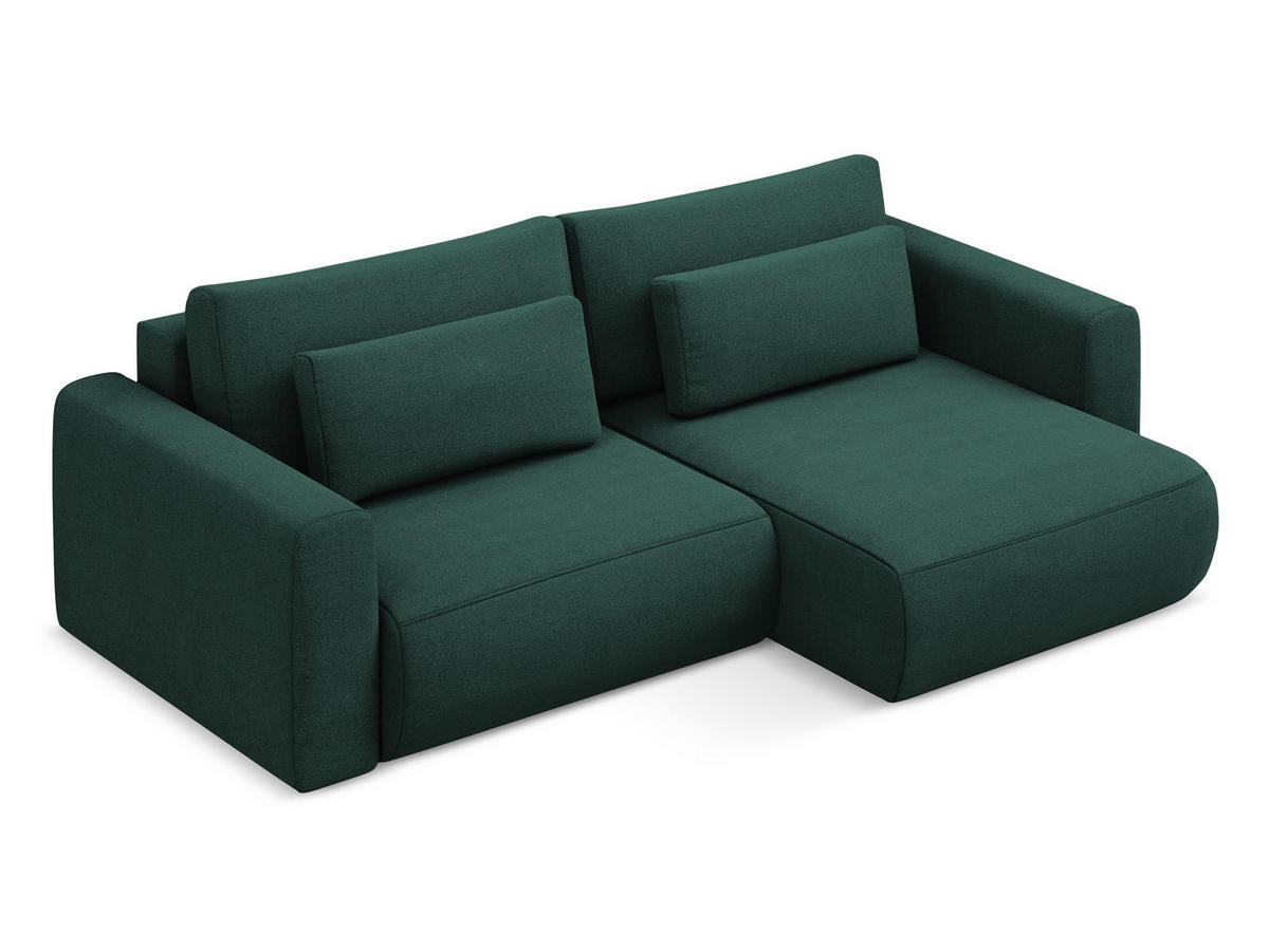 ECKSOFA mit Schlaffunktion Strukturstoff Stoff Grün - Dunkelgrün/Schwarz, Kunststoff/Textil (240/149cm) - Makamii