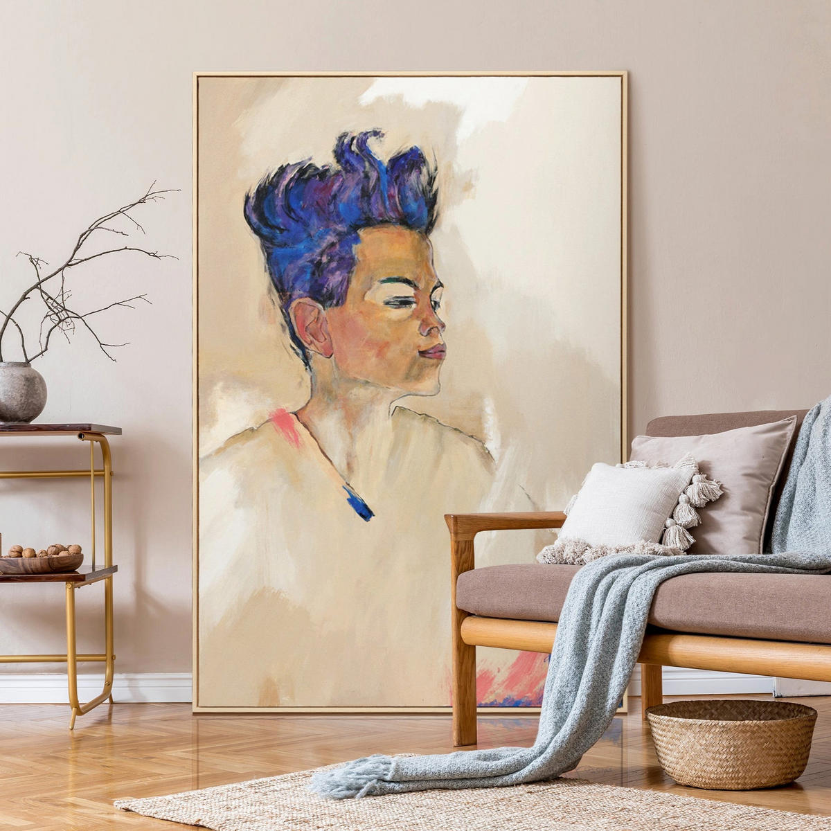 GEMÄLDE Schiele Schattenfugenrahmen Eichefarben 120x80 cm - Eichefarben, Holz (120/80cm) - YS-art gallery