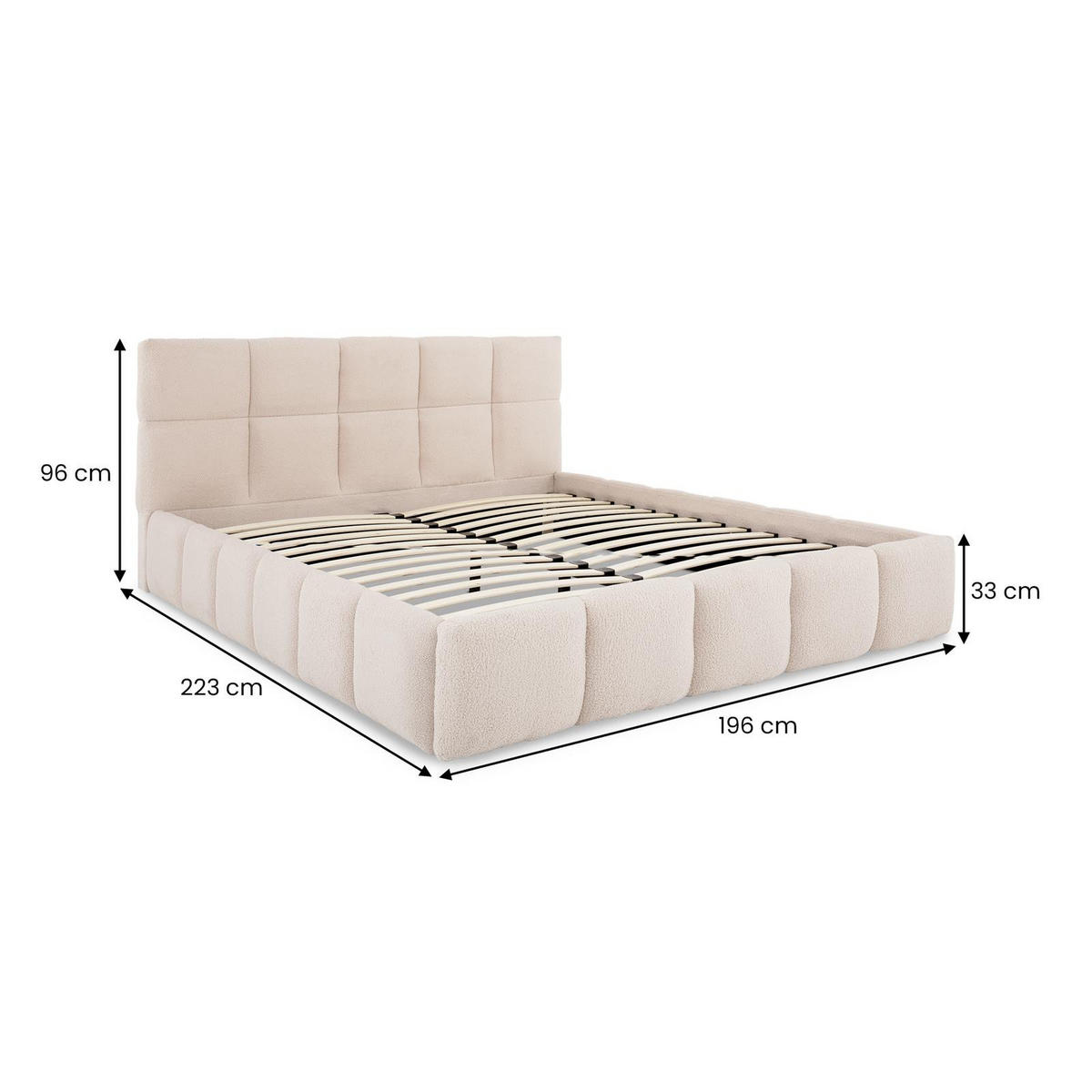 POLSTERBETT CLOUDY 180x200 cm beige - Beige, Textil (180/200cm) - IDIMEX